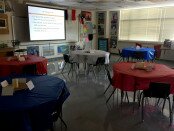 French teacher Roger Thomas turned his classroom into a Parisian cafe for a French IV class.