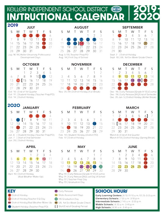 20192020 KISD Instructional Calendar Features New Grading Periods